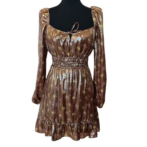 New ~ PAIGE ~ Noah Floral Metallic Mini A-Line Dress Size XS CRUISE VACAY - Picture 4 of 12